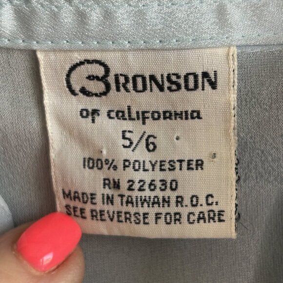 Bronson of California Vintage 70s Light Blue Blouse Size 5/6 - Picture 5 of 8